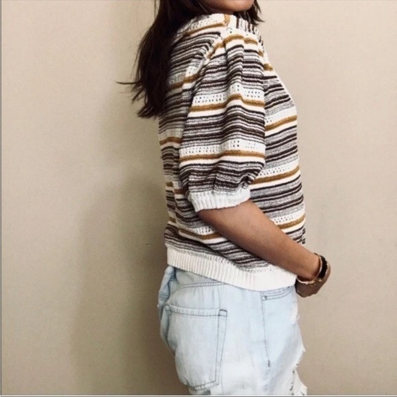 House of Harlow 1960 Crochet Knit crop Striped Button-Up Knit Cardigan Sz.S/M - Picture 2 of 14